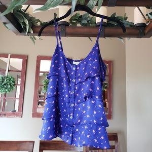 Forever 21 Floral Tiered Cami Blouse Tank Top